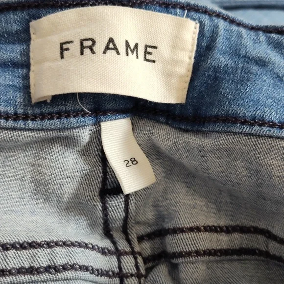 Frame Women's Denim Blue Jean Le Crop Mini Boot Medium Wash Size 28 - Picture 8 of 10
